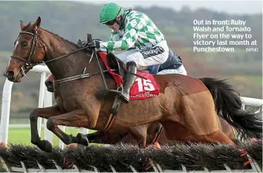  ?? INPHO ?? Out in front: Ruby Walsh and Tornado Flyer on the way to victory last month at Punchestow­n