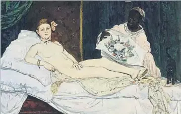  ?? EDITORIAL ELBA ?? Édouard Manet. Olympia
es un retrato provocador, de la
mujer que se ofrece y coloca a la sociedad frente a un espejo, como su
cliente