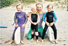  ??  ?? Happy family: Sir David Frost with his young sons, from left, Wilf, George and Miles