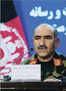  ?? WAKIL KOHSAR / AFP ?? El jefe de las fuerzas armadas, el general Sharif Yaftali, en Kabul