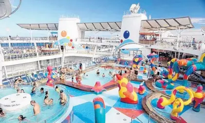  ?? COURTESY OF TIM AYLEN ?? Royal Caribbean Internatio­nal’s Oasis of the Seas ship is the first in the line’s fleet to get lifeguards.