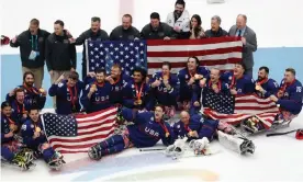  ?? ?? Para ice hockey gold medal winners from the US. Photograph: Steph Chambers/Getty