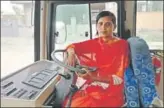  ?? HT PHOTO ?? ■ Archana on the wheel of a Karnal city bus.