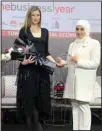  ?? ?? Nehal Almosalem being honored with the Women’s Leadership Medal