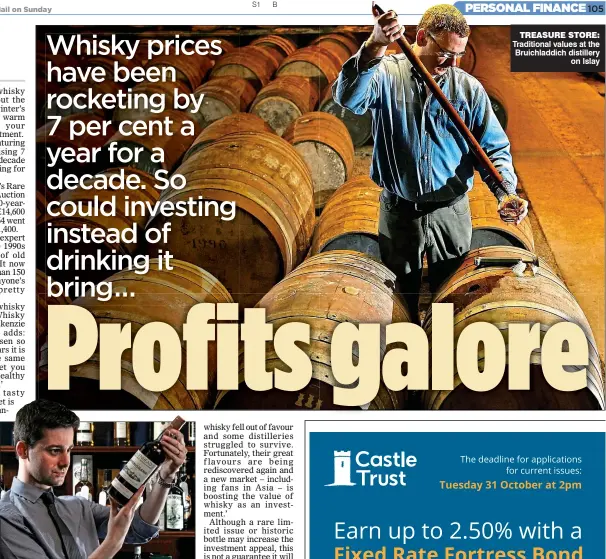  ??  ?? TREASURE STORE: Traditiona­l values at the Bruichladd­ich distillery on Islay EXPENSIVE TASTE: Laurie Black at valuer McTear’s