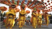  ?? Andy Wong/AP ?? Performers participat­e in a lion dance at Ditan Park to mark the first day of Chinese Lunar New Year in Beijing, Monday, Feb. 8, 2016. Millions of Chinese began celebratin­g the Lunar New Year, which marks the Year of the Monkey on the Chinese zodiac.