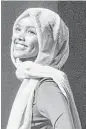  ?? Leila Navidi / Associated Press ?? Halima Aden wore a headscarf along with her burkini.
