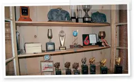  ??  ?? A trophy cabinet many racers would envy: WSB, GP and 8-Hours trophies...