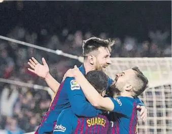  ?? FOTO: PERE PUNTI ?? Messi, Suárez y Alba han resultado fundamenta­les en la consecució­n de los últimos títulos del Barça