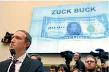  ?? AP ?? Facebook chief executive officer Mark Zuckerberg testifies before the House Financial Services Committee on Capitol Hill in Washington.