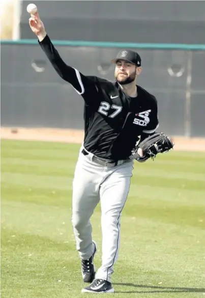  ?? JOHN ANTONOFF/SUN-TIMES ?? Lucas Giolito is slimmer and more agile this spring after experiment­ing last year with more muscle mass and not enjoying the results.