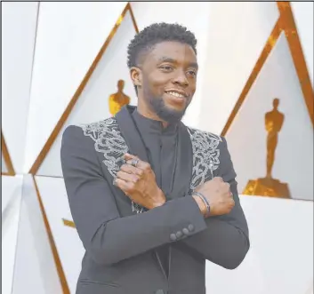  ?? Jordan Strauss The Associated Press file ?? Chadwick Boseman arrives March 4, 2018, at the Oscars at the Dolby Theatre in Los Angeles. He was diagnosed with stage 3 cancer two years earlier.