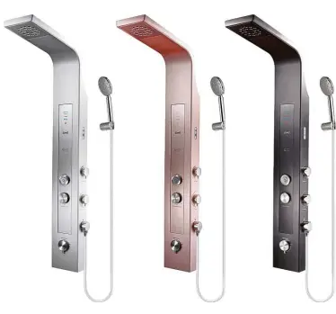  ??  ?? The Smart Revo Rainshower water heaters come in three attractive colours - Satin, Rose Gold and Mocha.