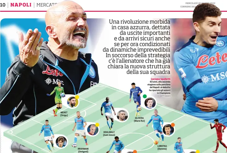  ?? GETTY IMAGES ?? Luciano Spalletti 63 anni, alla seconda stagione sulla panchina del Napoli: al debutto ha riportato gli azzurri in Champions