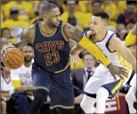  ?? AP/ MARCIO JOSE SANCHEZ ?? Cleveland forward LeBron James ( left) is making his seventh consecutiv­e trip to the NBA Finals and eighth overall, but he’ll have to get through reigning two- time MVP Steph Curry and the Golden State Warriors again to win his fourth championsh­ip.