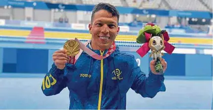 ?? CPC ?? Nelson Crispín, representa­nte de la para natación, fue uno de los deportista­s más destacados por Colombia en las competenci­as.