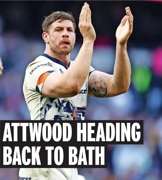  ?? Picture: Bryn Lennon/Getty ?? Bristol’s Dave Attwood applauds the fans after this month’s Gallagher Premiershi­p game against Saracens