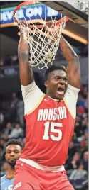  ?? AP - Craig Lassig, file ?? Center Clint Capela (above) and veteran big man Nene are reportedly on their way to the Hawks as part of a four-team, 12man trade also involving the Nuggets and the Timberwolv­es.