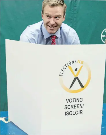  ?? DARREN CALABRESE / THE CANADIAN PRESS FILES ?? New Brunswick Liberal Leader Brian Gallant casts his vote on Monday. Gallant’s Liberal government lost its majority, prompting another minority situation in Canada.