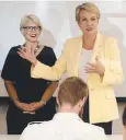  ??  ?? PROMISE: Deputy Opposition Leader Tanya Plibersek, in Cairns with Labor’s candidate for Leichhardt, Elida Faith.