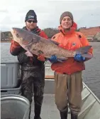  ?? DEPARTMENT OF NATURAL RESOURCES ?? David Rowe, DNR fisheries supervisor (left), and Alex Bentz, a fisheries technician, hold a bighead carp captured on the Wisconsin River in 2017.