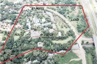  ??  ?? AN AERIAL view of the upmarket Leriba Hotel and Lodge, plus adjacent land, to be offered at the Broll Auctions and Sales auction on April 25.