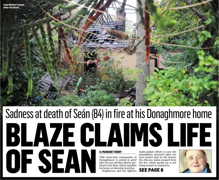  ??  ?? Seán McGee’s home after the blaze.