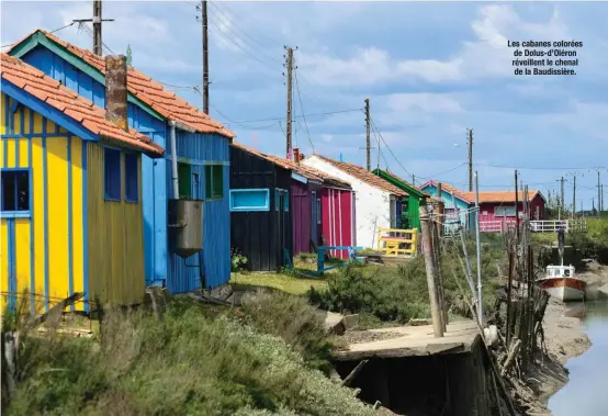  ??  ?? Les cabanes colorées de Dolus-d’Oléron réveillent le chenal de la Baudissièr­e.