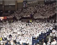  ?? Icon Sportswire via Getty Images ?? The UConn student section cheers during the a game against Florida in 2019 at Gampel Pavilion in Storrs.