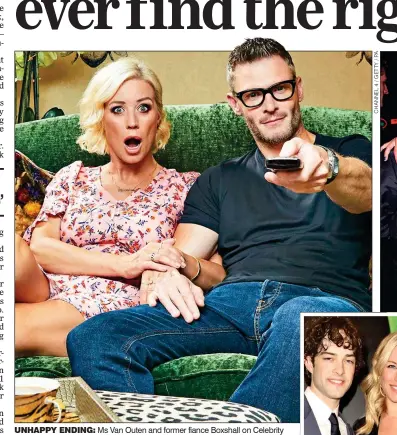  ?? ?? UNHAPPY ENDING: Ms Van Outen and former fiance Boxshall on Celebrity Gogglebox. Inset: With husband Lee Mead, whom she met on a reality show