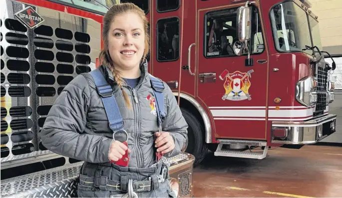  ?? JOEY SMITH ?? Justine Mabey has served in various roles with the Bible Hill Fire Brigade. Later this month, the 30-year-old will officially begin duties as the department’s second deputy chief. Her position marks a historic milestone, as she becomes the first female chief officer in the 75-year history of the brigade.