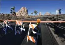  ?? Photograph: Mark
Ralston/AFP/Getty Images ?? A barrier blocks a campground at the parkduring the shutdown.