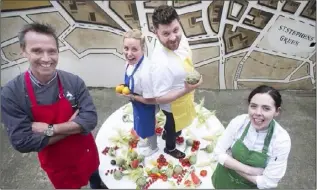  ??  ?? Chefs Kevin Dundon, Anna Haugh, Simon Lamont and Danni Barry launching the Taste of Dublin.