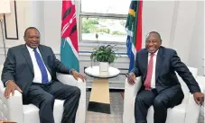  ?? /GCIS ?? Bold vision: Kenyan President Uhuru Kenyatta, left, champions four big ideas as the hallmarks of his second term in office. Can President Cyril Ramaphosa do the same?