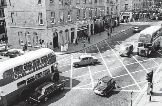  ??  ?? Aberdeen's first box junction came into operation at Crown Street and Union Street in June 1970