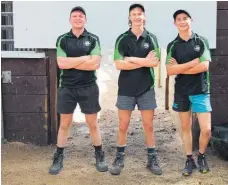  ??  ?? FMG Young Farmer of the Year winners were Harry Phipps (Ngarua Young Farmers, third), Kieran Mccohan (Hamilton Young Farmers, first) and Edward Roskam (Piarere Young Farmers, second).