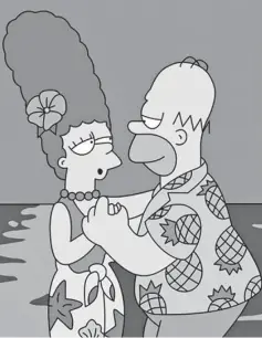  ??  ?? Homer (right) and Marge in ‘The Simpsons’.