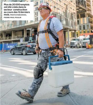  ?? PHOTO D’ARCHIVES, PIERRE-PAUL POULIN ?? Plus de 20 000 emplois ont été créés dans le secteur constructi­on au cours des 12 derniers mois.