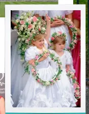  ??  ?? Prince Andrew and the Duchess of York (both left) will attend the reception at Buckingham Palace (top). In celebratio­n, Princess Eugenie shared a sweet throwback picture of Beatrice and Eugenie as flower girls (above). Right: Princess Beatrice.