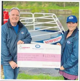  ??  ?? Peter Le Marchant Trust’s CEO Tim Marren with volunteer Ali Crowes show the lottery cheque.