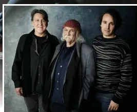  ?? AP FILE ?? TRIO: Producer Cameron Crowe, David Crosby and director A.J. Eaton, from left, pose for a portrait to promote ‘David Crosby: Remember My Name’ at the Sundance Film Festival.