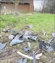  ??  ?? Debris at the side of the road this week by Ashford Cricket Club