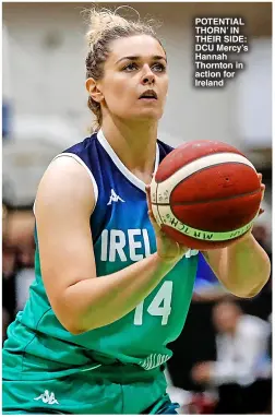  ?? ?? POTE NTIAL THORN’ IN THEIR SIDE: DCU Mercy’s Hannah Thornton in action for Ireland