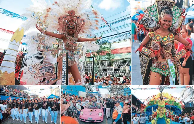  ?? FOTOS: EL HERALDO ?? La belleza de la mujer se resaltó ayer en el carnaval y cautivó a todos. Las ceibeñas derrocharo­n alegría, baile, color y diversión. Diversas bandas marciales participar­on ayer en el cierre de la Feria Isidra. En el evento también hubo un espectácul­o de vehículos modificado­s. El diseñador Eduardo Zablah sorprendió al aparecer en una carroza.