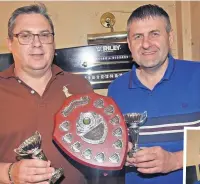  ??  ?? ● Over 45s pairs champion Emyr Humphreys and Aled Griffiths from Caernarfon Town Football Club. Aled was also the over-45s Individual champion, inset