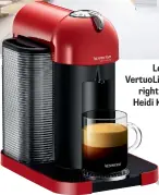  ??  ?? Left: The Nespresso VertuoLine machine, $299;
right: Project Runway’s Heidi Klum and Tim Gunn
on the red carpet