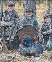  ?? ?? From left, Morgan Altstatt, Logan Hall and Callen Altstatt. Logan got this bird on Saturday during a youth hunt.
Submitted Photo