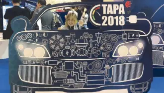  ??  ?? Author Kathy Moran and her own ride at TAPA 2018