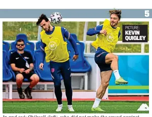  ??  ?? In and out: Chilwell (left), who did not make the squad against Croatia, and Jack Grealish in England training yesterday