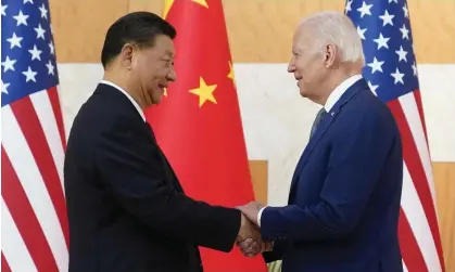  ?? Photograph: Alex Brandon/AP ?? Chinese President, Xi Jinping, and US President, Joe Biden, shake hands before their meeting on the sidelines of the G20 summit last year.